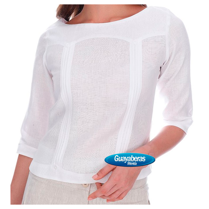 GUAYABERA MODELO 4001  3/4 ALFORZAS LINO 100%